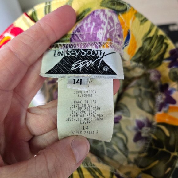 Vintage Tropical Floral Faux Wrap High-Waist Skirt Button & Zip Closure - Picture 11 of 13